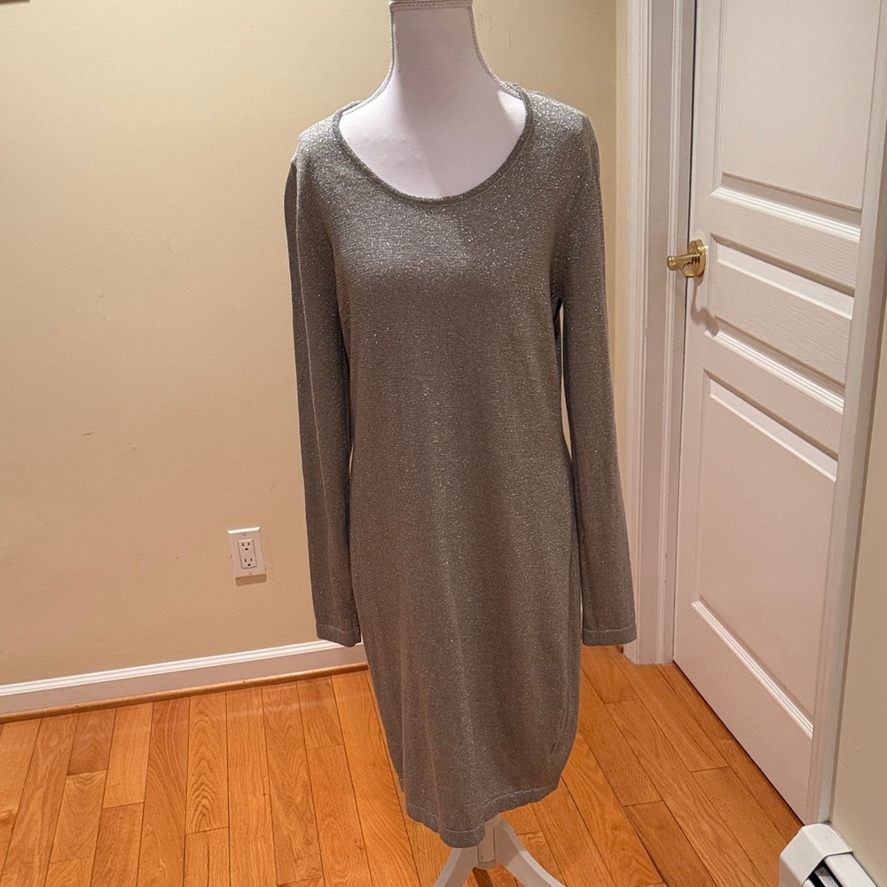 Attention Silver Long Sleeve Mini Dress/ Tunic